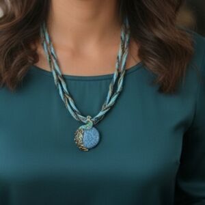 Blue Braided Pendant Necklace